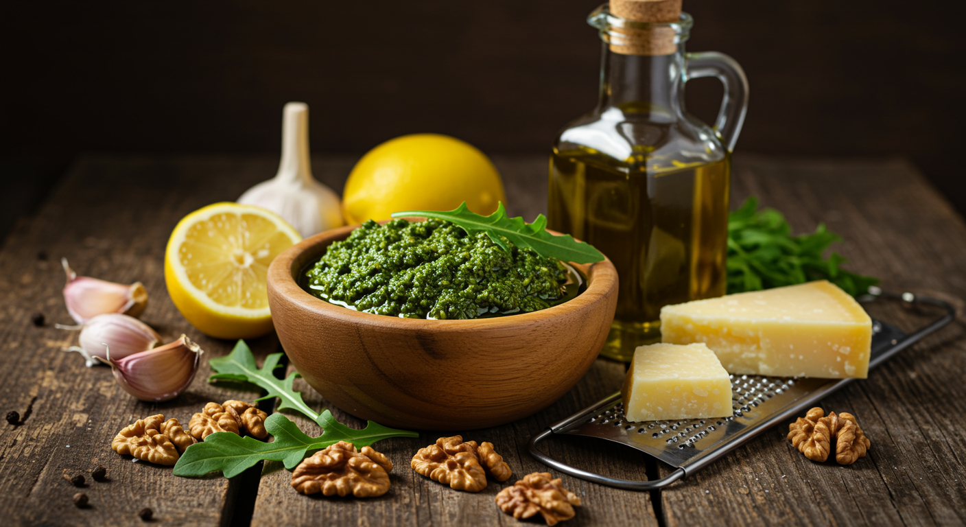 Domowe pesto z rukoli z orzechami – szybki przepis krok po kroku